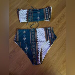 Western, strapless, high rise bottoms swim ware